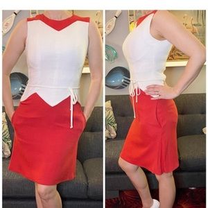 1960s vintage Leslie Fay mod dress red and white